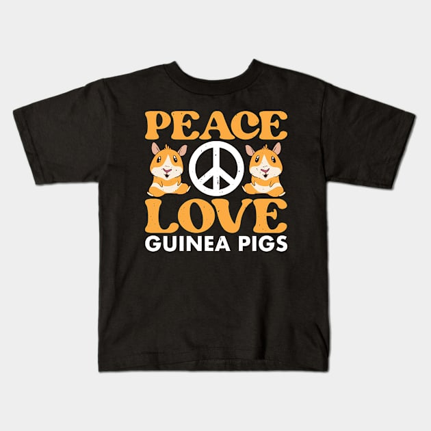 Peace Love and Guinea Pigs Furry Potato Small Cute Pets Kids T-Shirt by Caskara